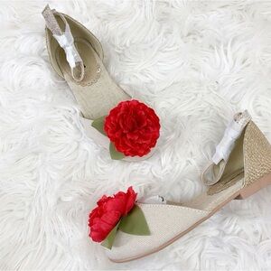 NEW Joyfolie Hailey Flat Mary Jane Youth Shoe Sz 11 Girl Y11 Red Flower Holiday